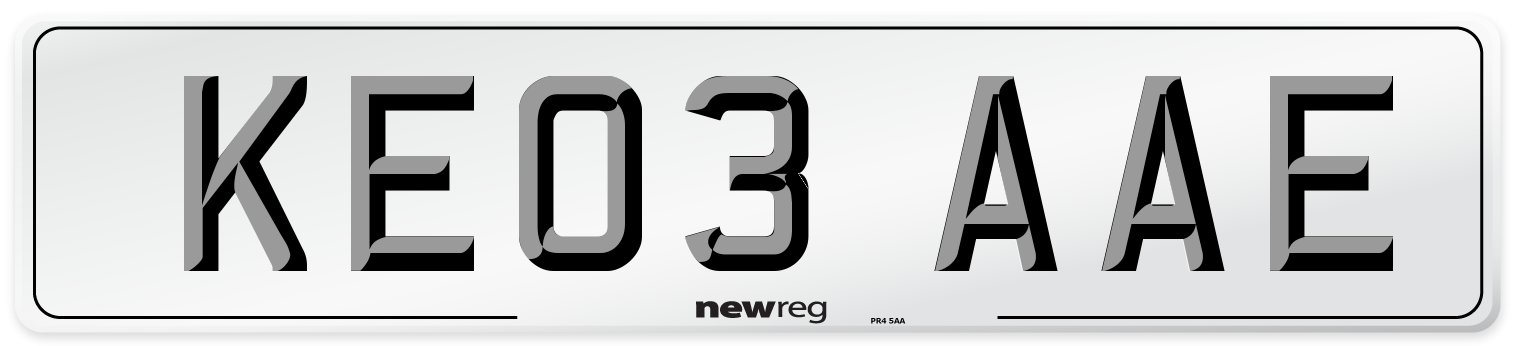 KE03 AAE Number Plate from New Reg